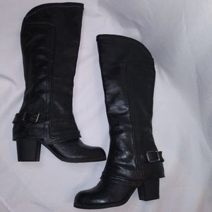 Black Fergalicious by Fergie Calf Hig Boots Size 6